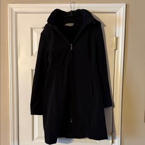 Anne Klein Black Hooded Trench Coat